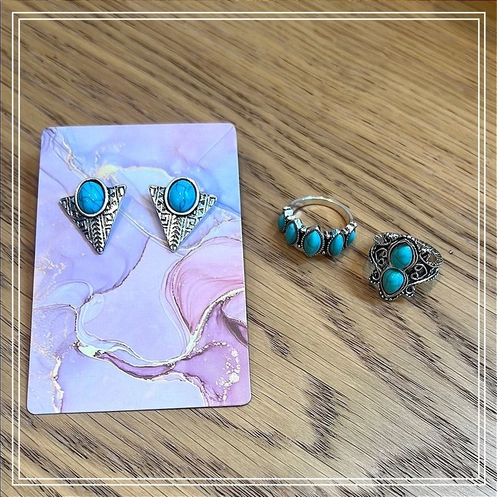 Blue and Silver Ring and earring set